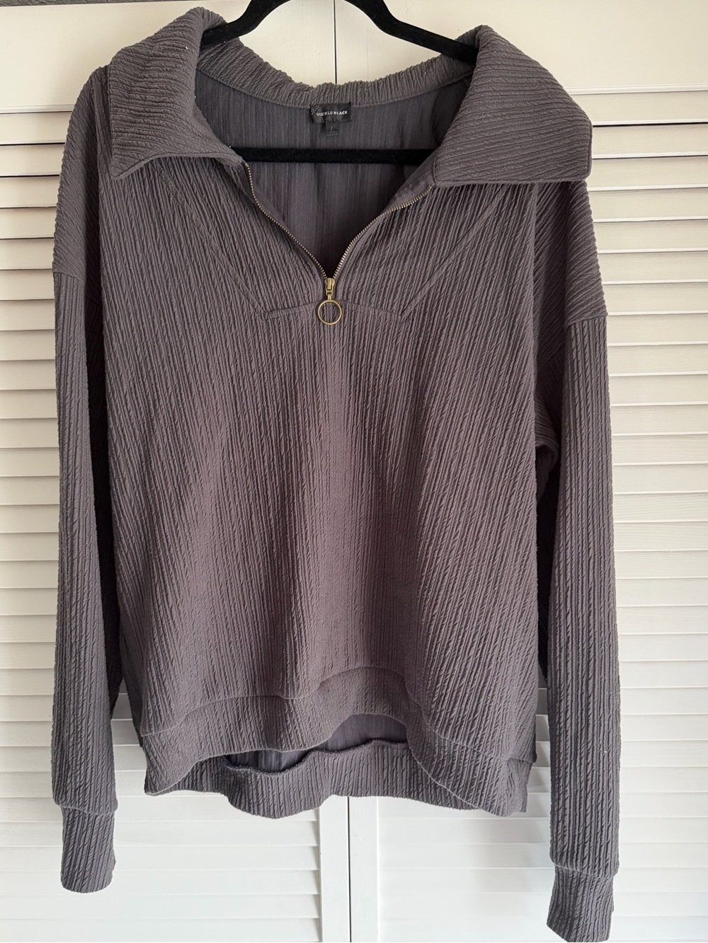Buckle Pullover, Dark Gray with Gold Hardware